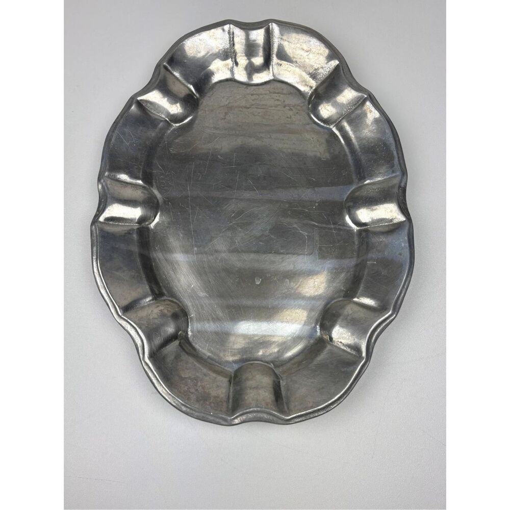 Vintage Wilton Armetale Chippendale Oval Pewter Serving Tray Platter 17.5in Larg